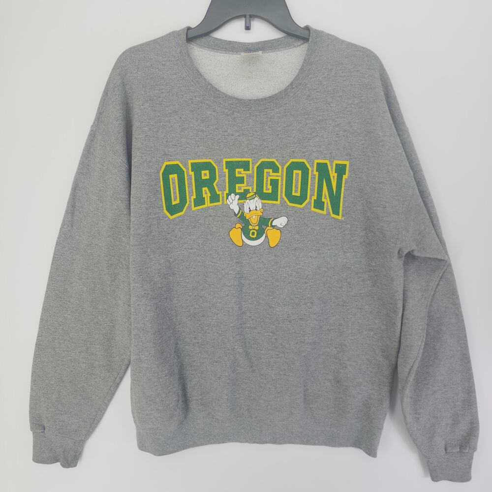 Oregon Ducks NCAA Vintage Jerzees Crewneck Gray Sweatshirt Sz L
